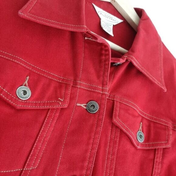 NORTHERN REFLECTIONS Classic Button Down Jean Jacket Red Sz M - Picture 5 of 10